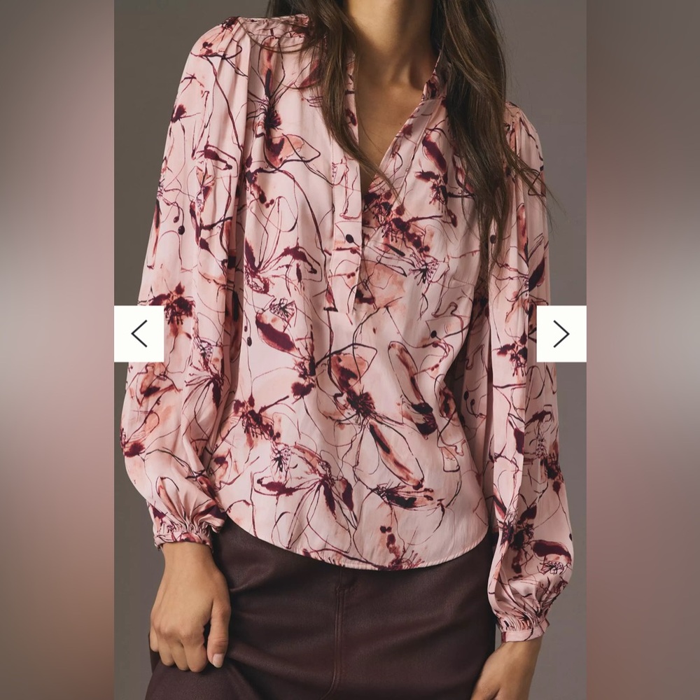 Anthropologie Pink Floral Top